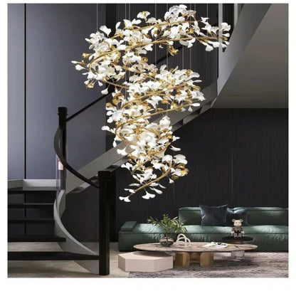 Ginkgo Ceramic Chandelier Double S