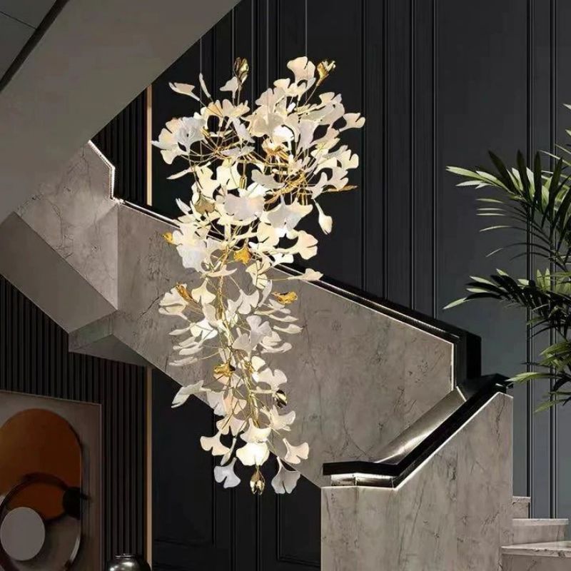 Ginkgo Ceramic Chandelier Double S