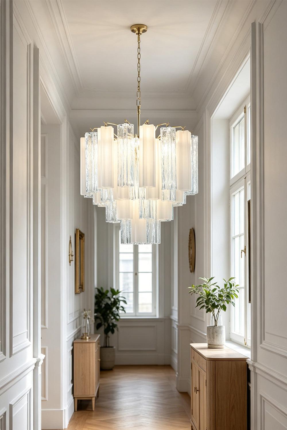 Glacier Ice Glass Chandelier for Hallway | Samu  Lamp