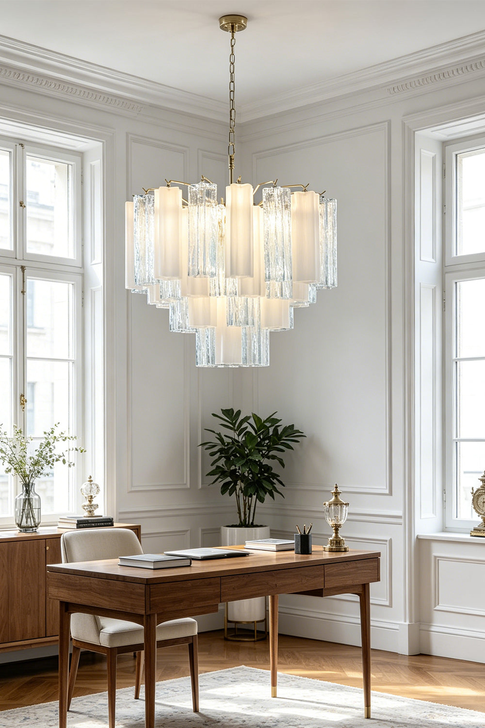 Glacier Ice Glass Chandelier for Den/Study | Samu  Lamp