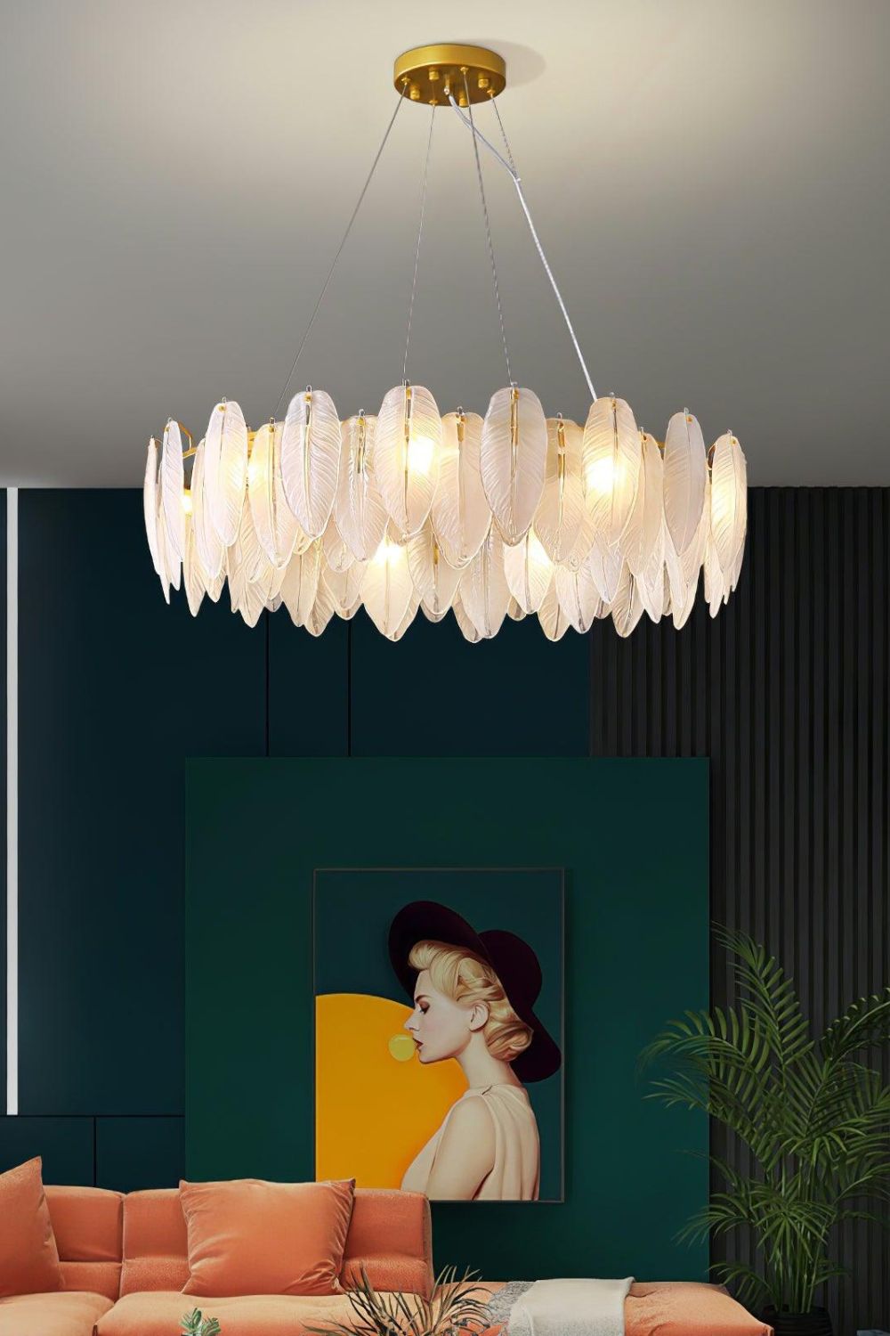 Glass Feather Chandelier - everlamps