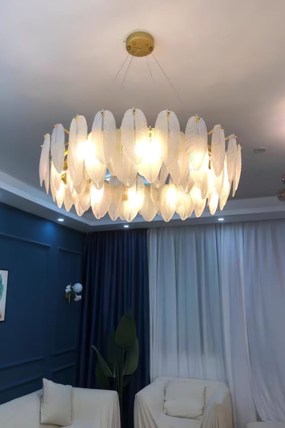 Glass Feather Chandelier - everlamps