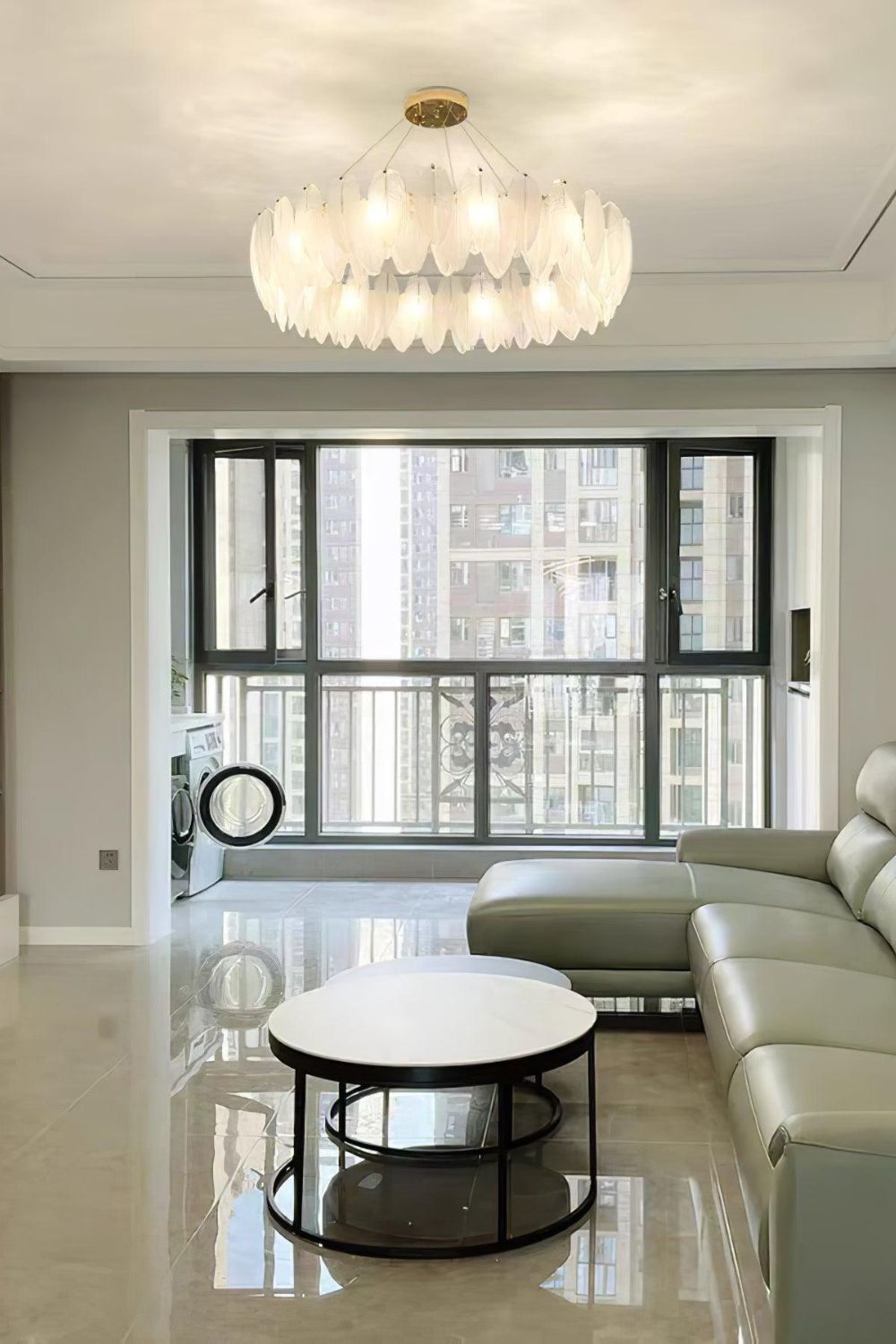 Glass Feather Chandelier - everlamps