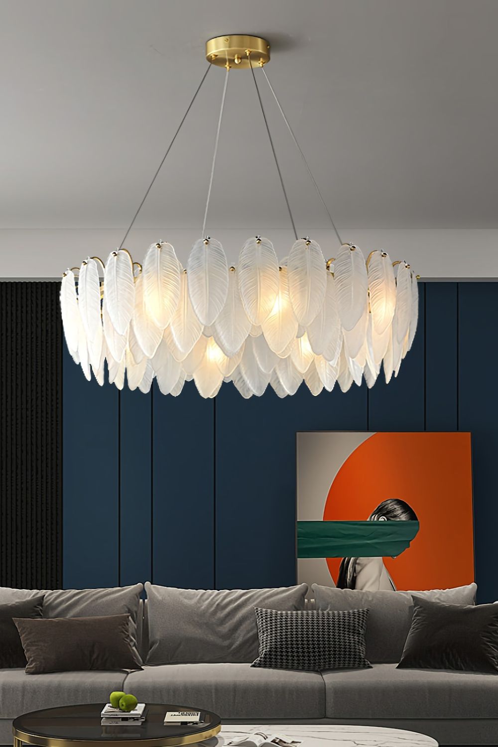 Glass Feather Chandelier - everlamps
