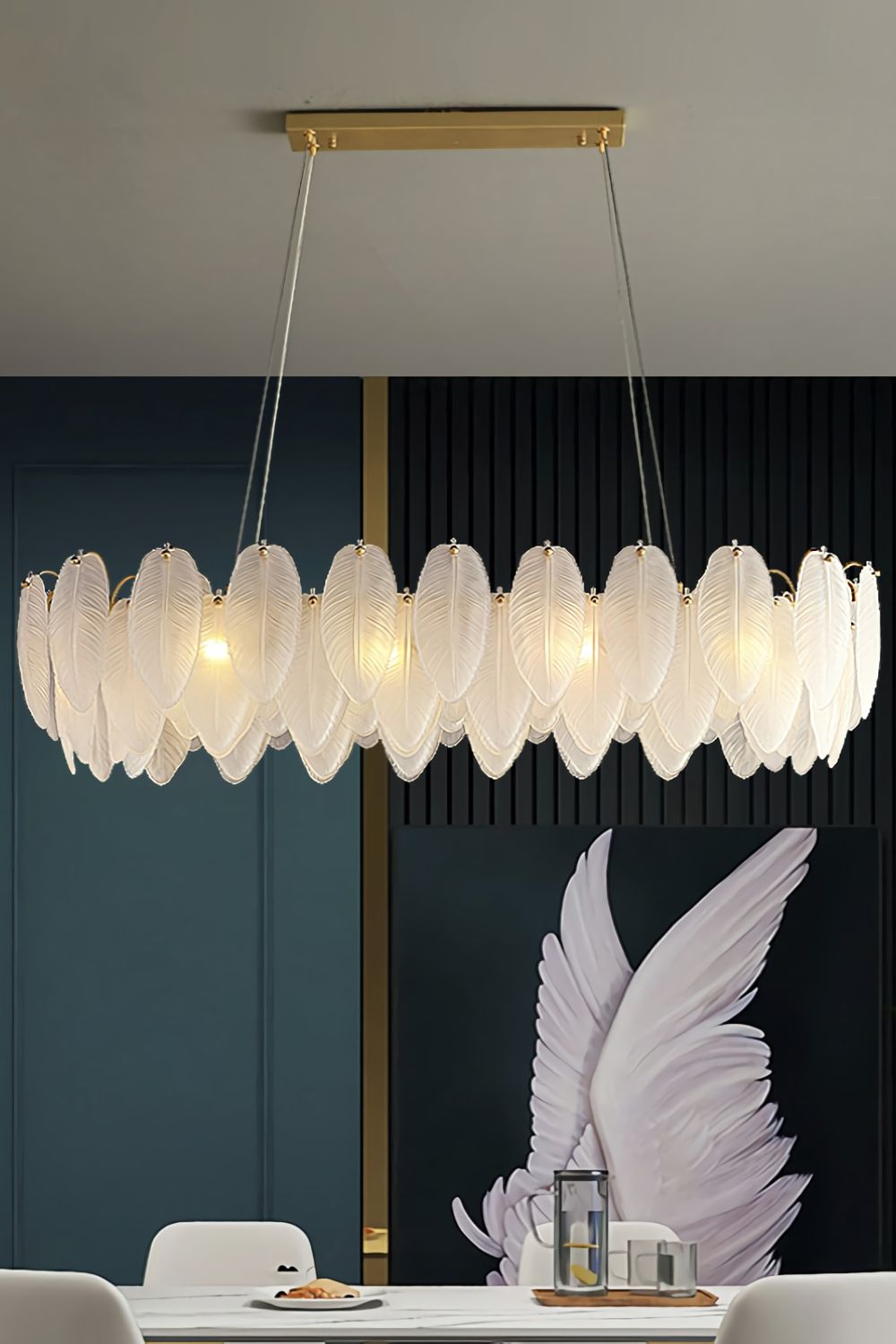 Glass Feather Chandelier - everlamps