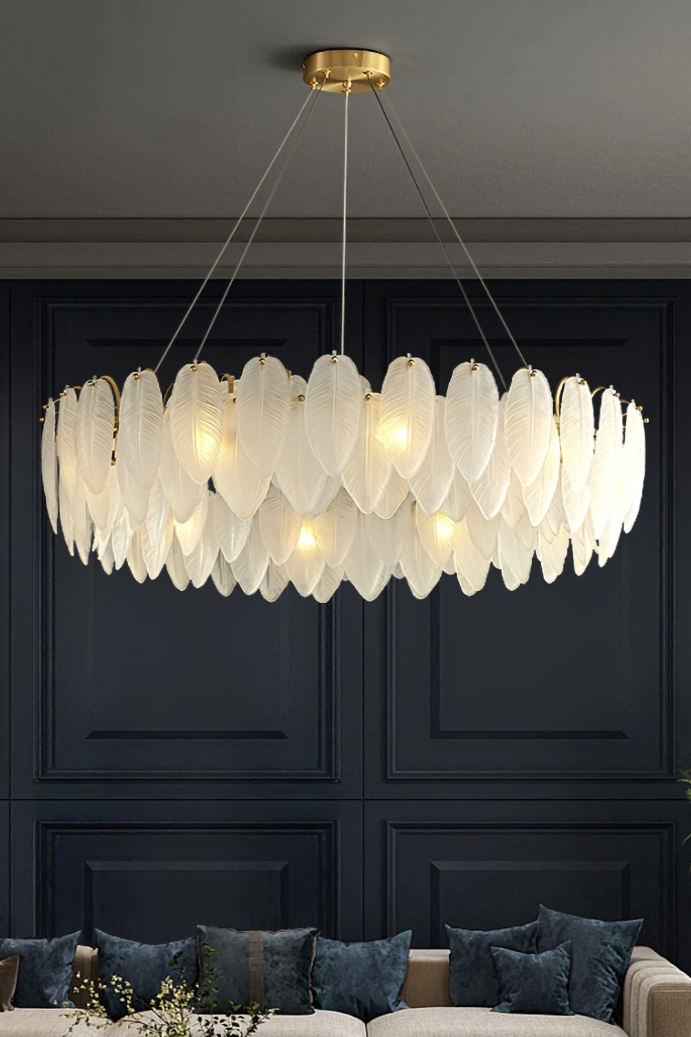 Glass Feather Chandelier - everlamps