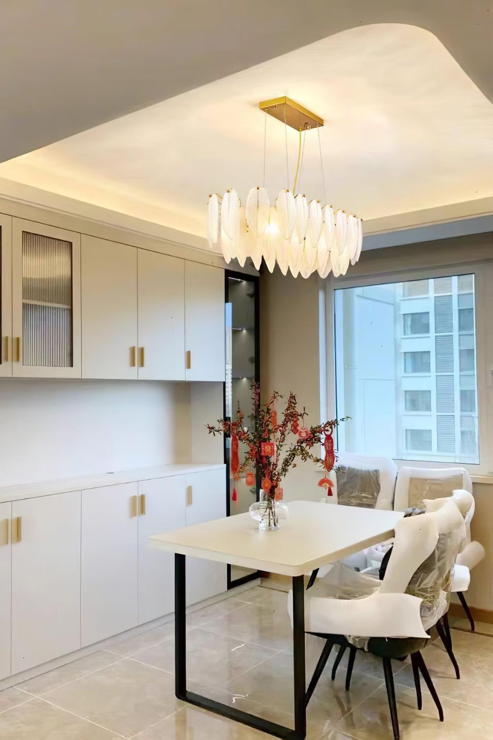 Glass Feather Chandelier - everlamps