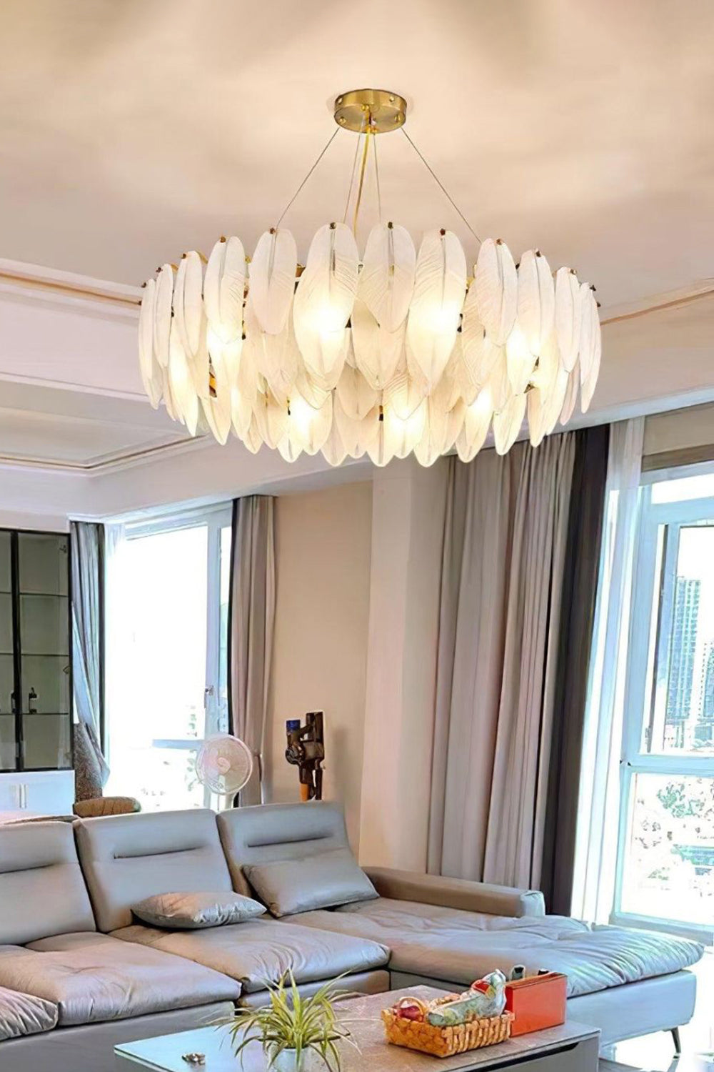 Glass Feather Chandelier - everlamps