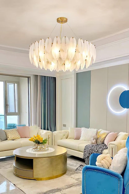 Glass Feather Chandelier - everlamps