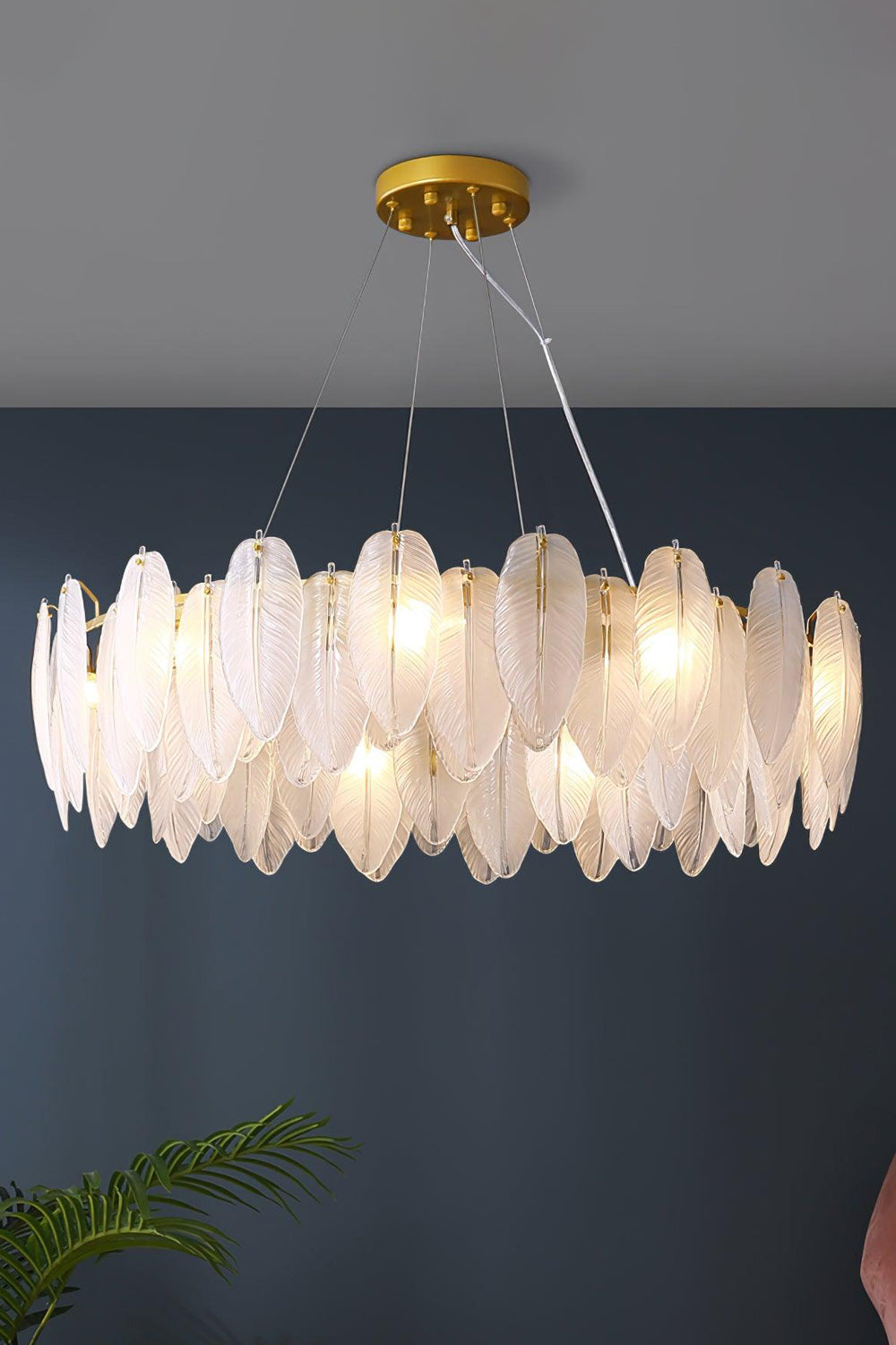 Glass Feather Chandelier - everlamps