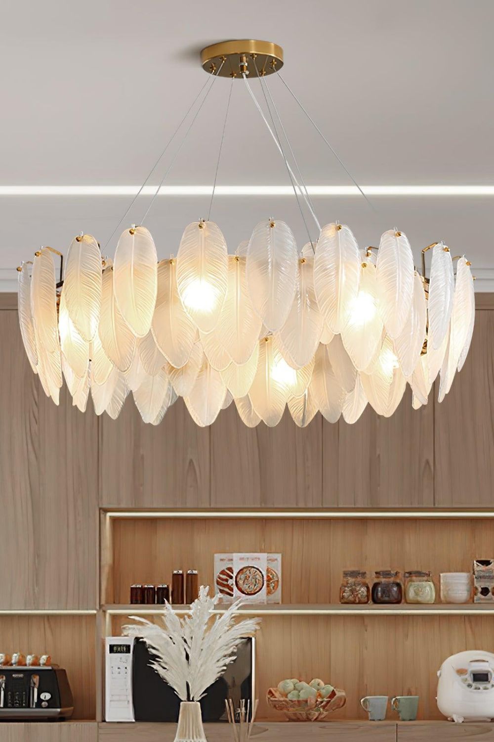 Glass Feather Chandelier - everlamps