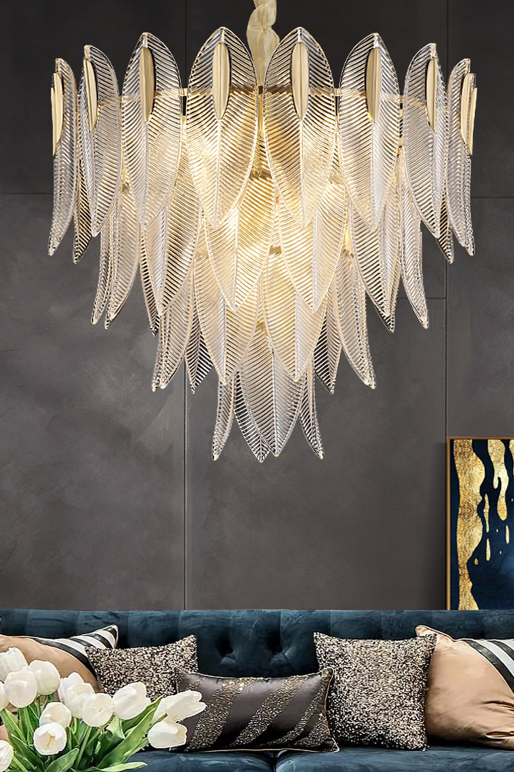 Glass Feathers Chandelier - everlamps
