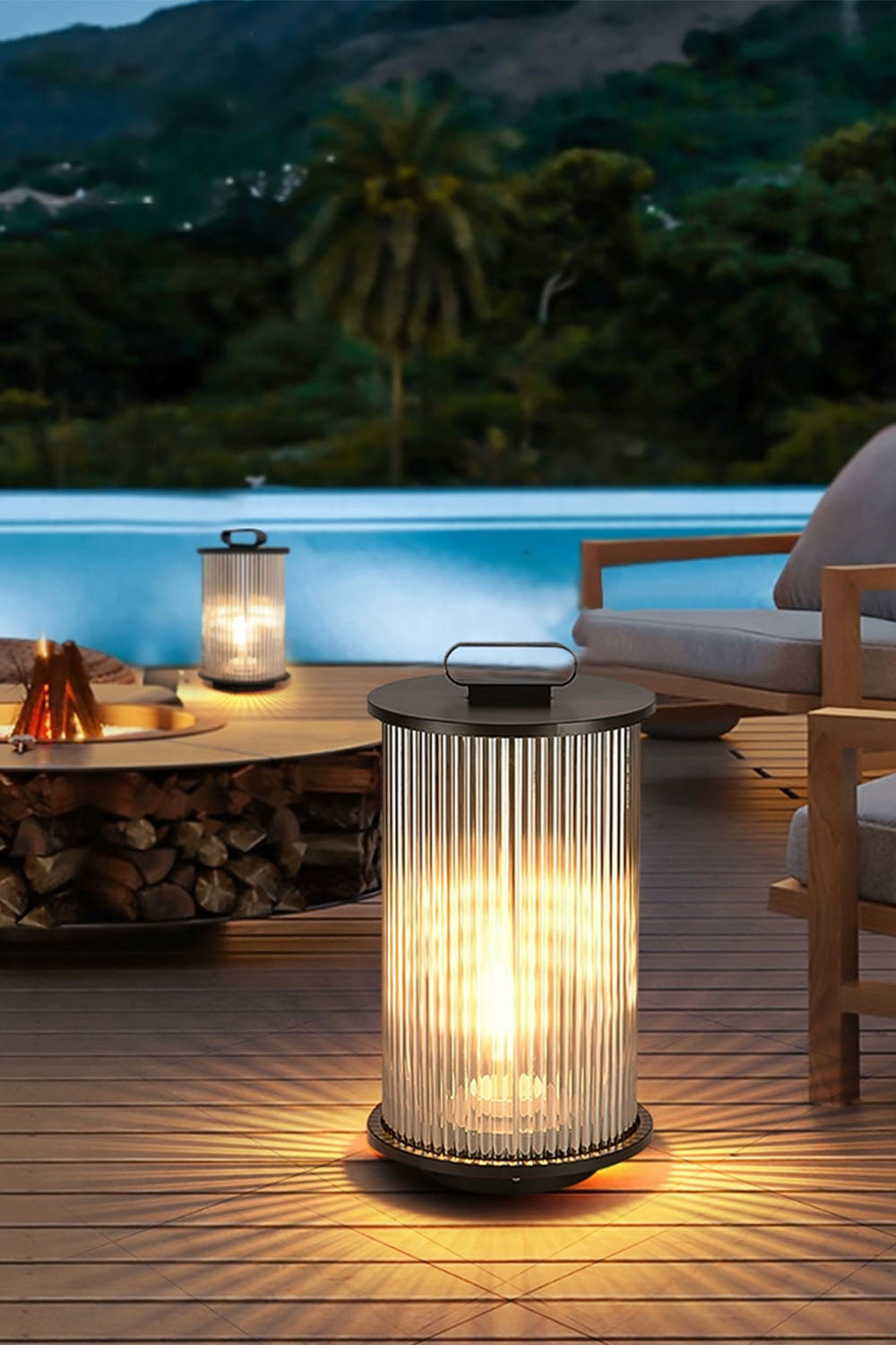Glass Lantern Outdoor Table Lamp - view 9 | everlamps