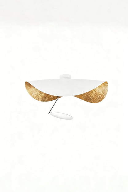 Gold-Tone Sculptural Ceiling Light showcasing a sleek design with a gold and white contrast, ideal for modern interiors.