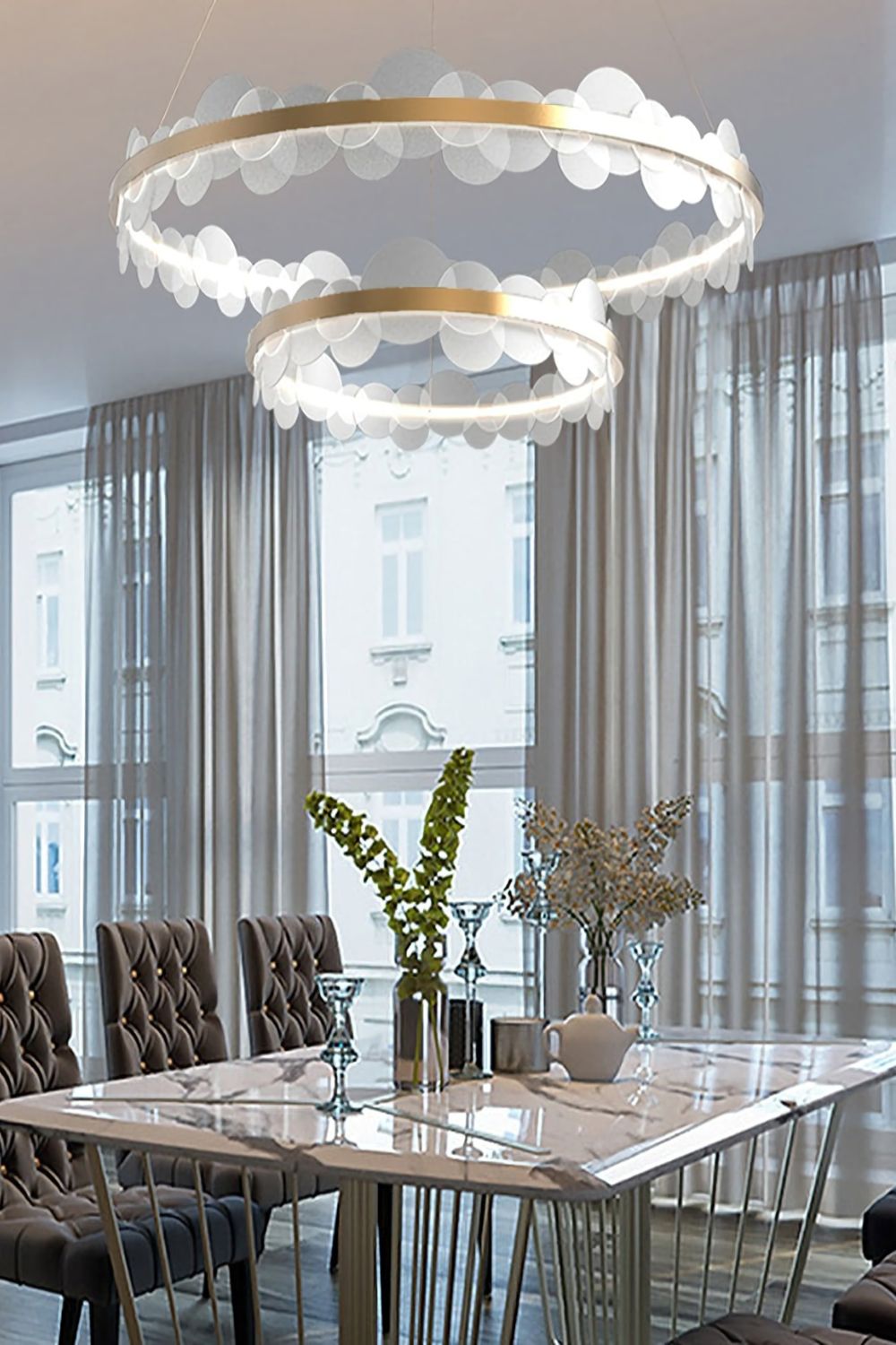 Gold and White Poetry Chandelier - everlamps