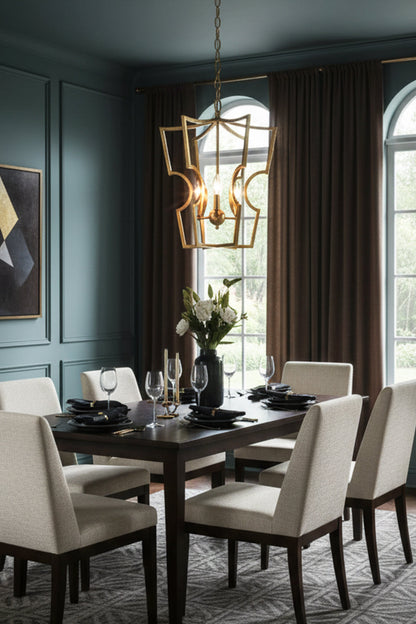 Golden Frame Lantern Chandelier - view 7 | everlamps