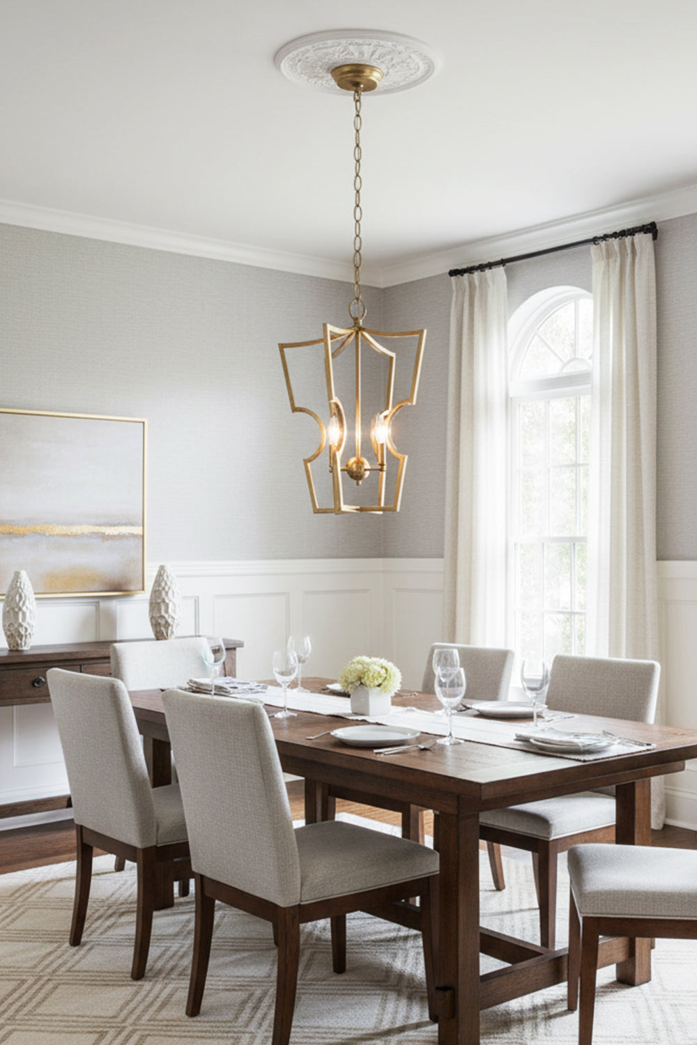 Golden Frame Lantern Chandelier - view 3 | everlamps