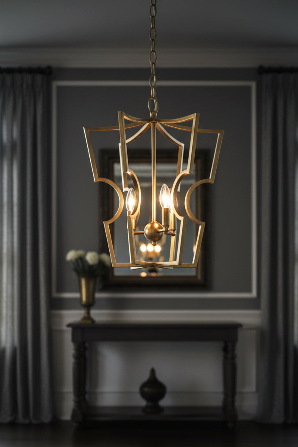 Golden Frame Lantern Chandelier - view 5 | everlamps