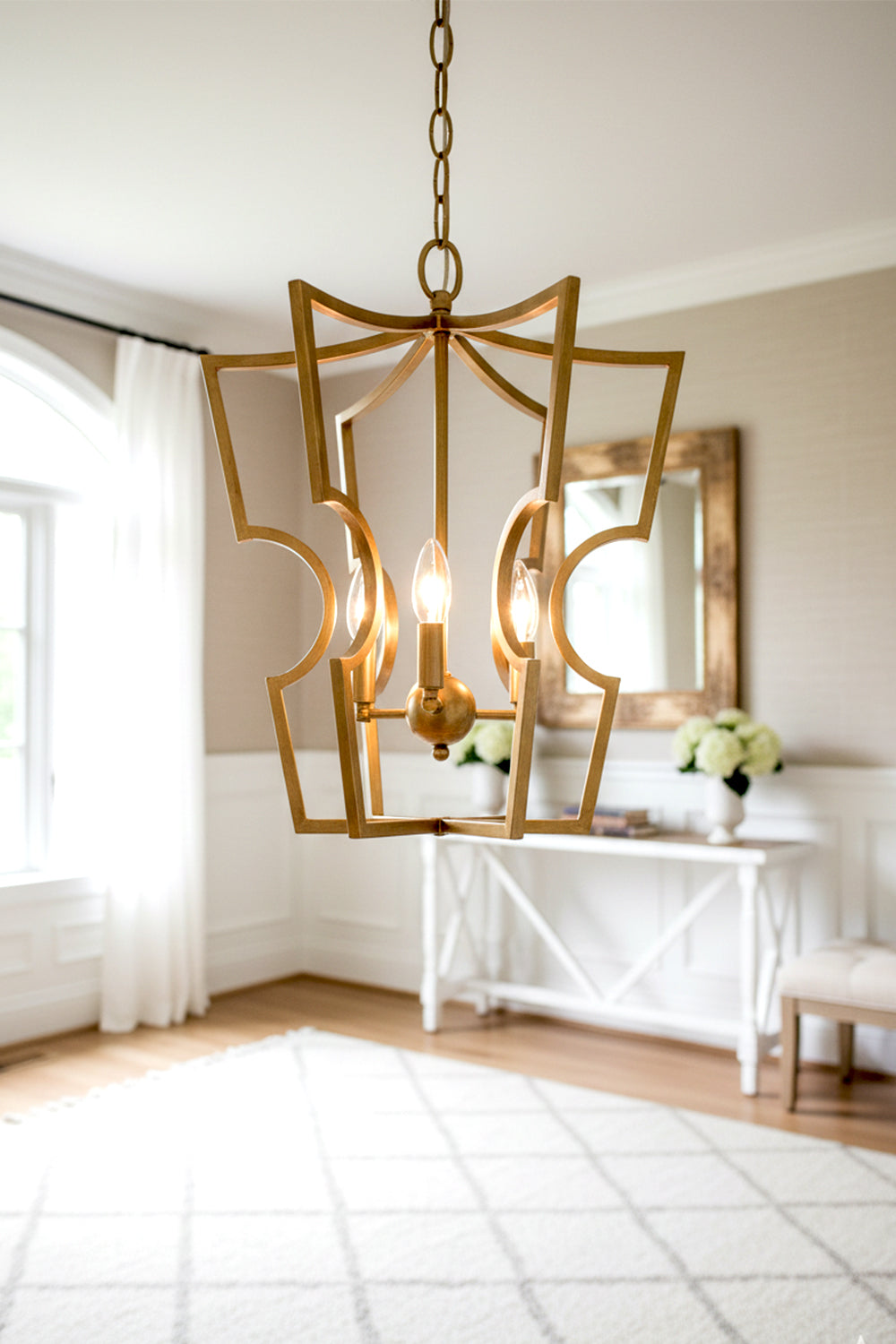 Golden Frame Lantern Chandelier - view 2 | everlamps