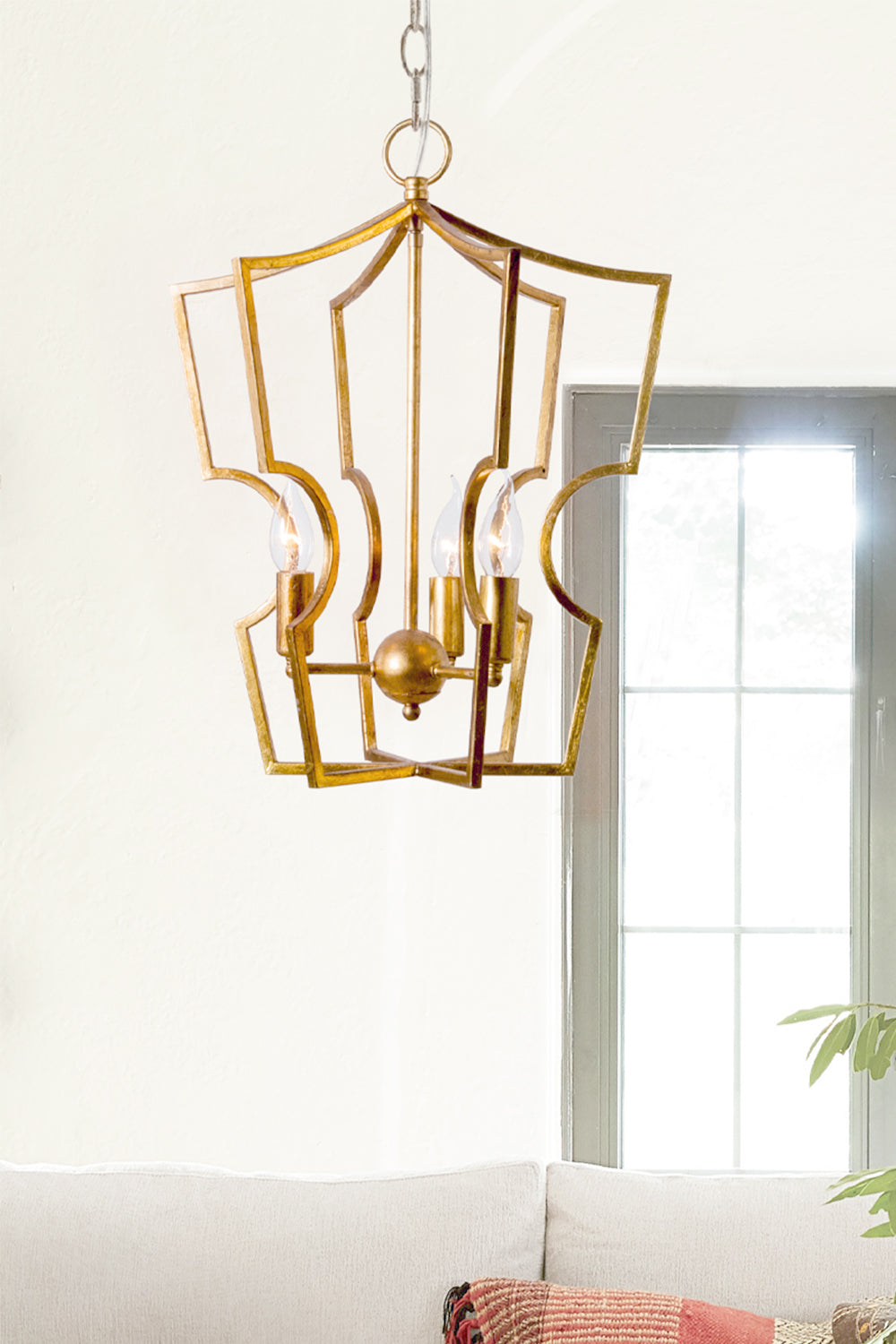 Golden Frame Lantern Chandelier - view 8 | everlamps