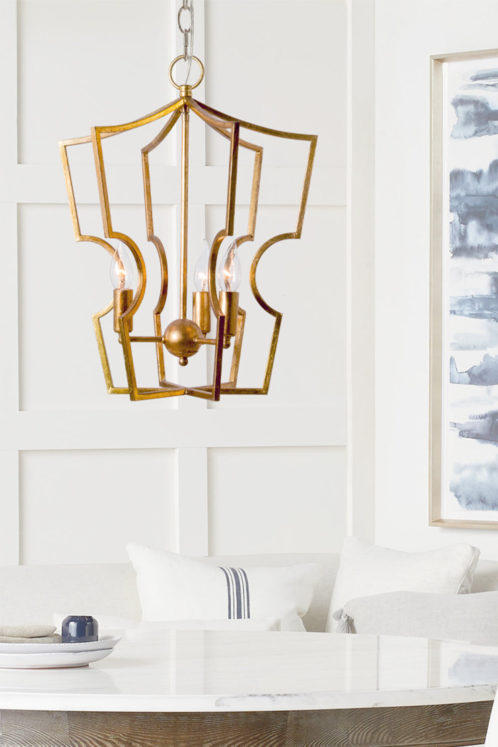 Golden Frame Lantern Chandelier - view 10 | everlamps