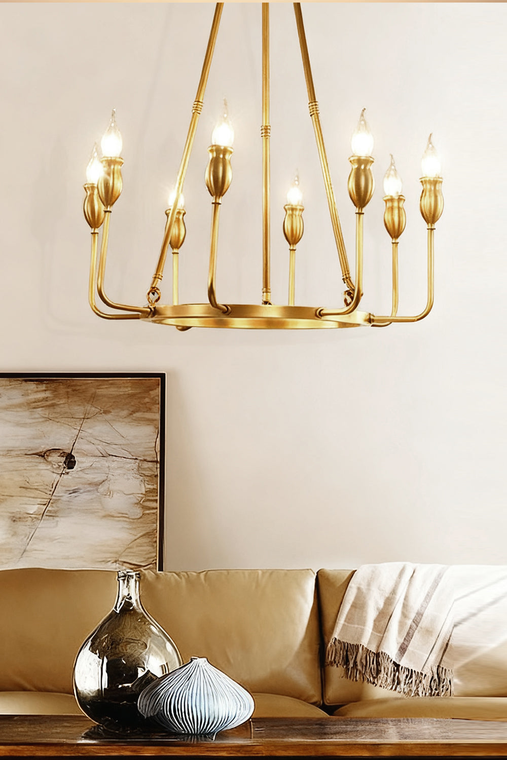 Golden Ring Candle-Arm Chandelier - view 4 | everlamps