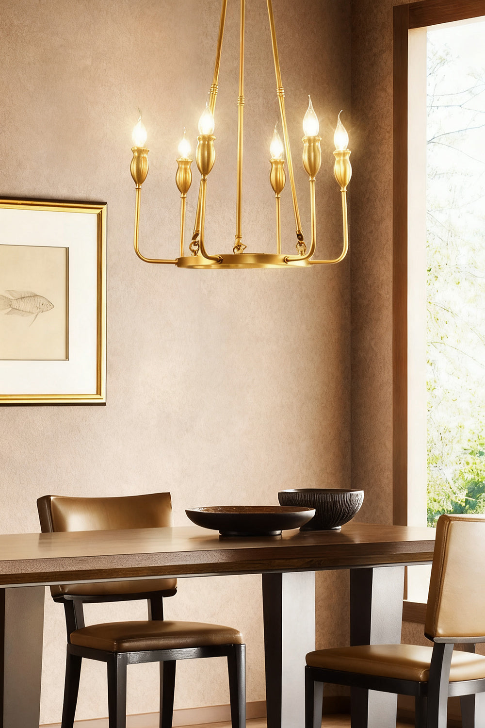 Golden Ring Candle-Arm Chandelier - view 5 | everlamps