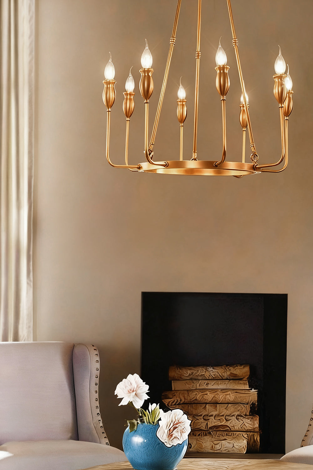Golden Ring Candle-Arm Chandelier - view 7 | everlamps