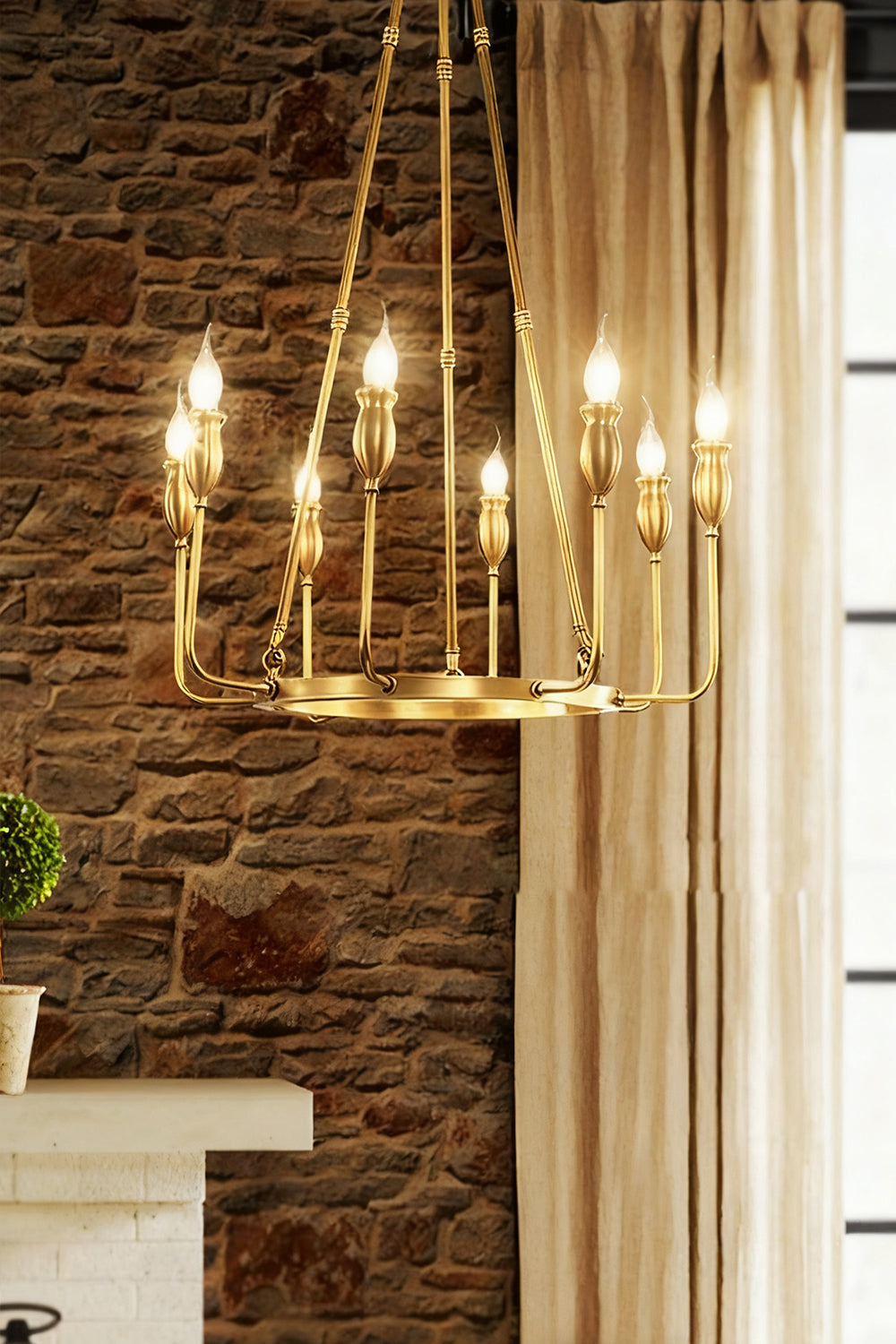 Golden Ring Candle-Arm Chandelier - view 8 | everlamps