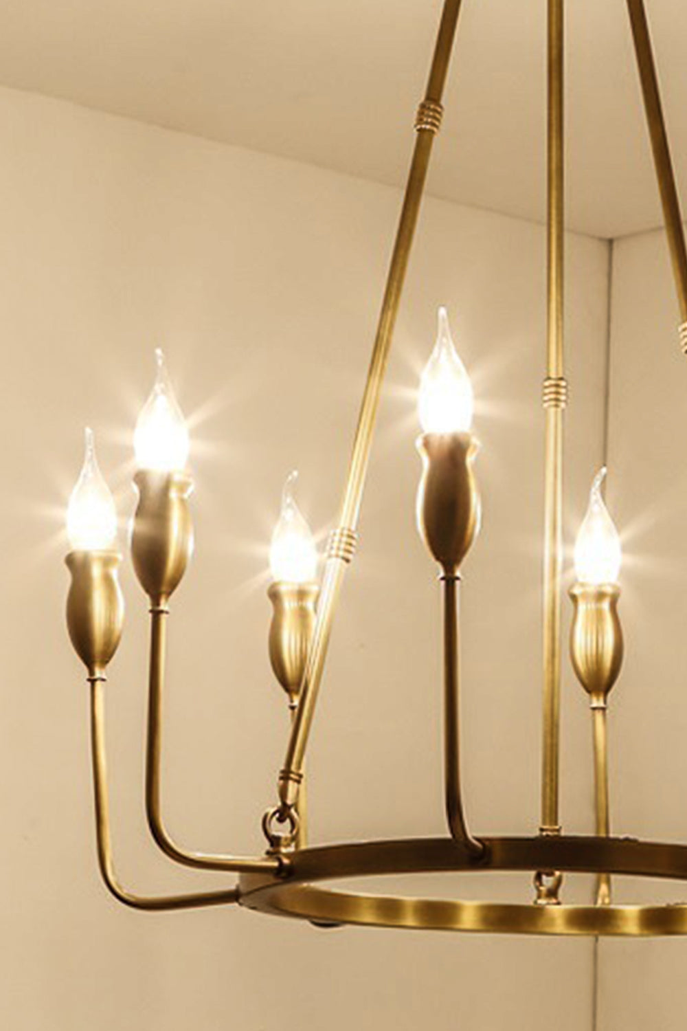 Golden Ring Candle-Arm Chandelier - view 11 | everlamps