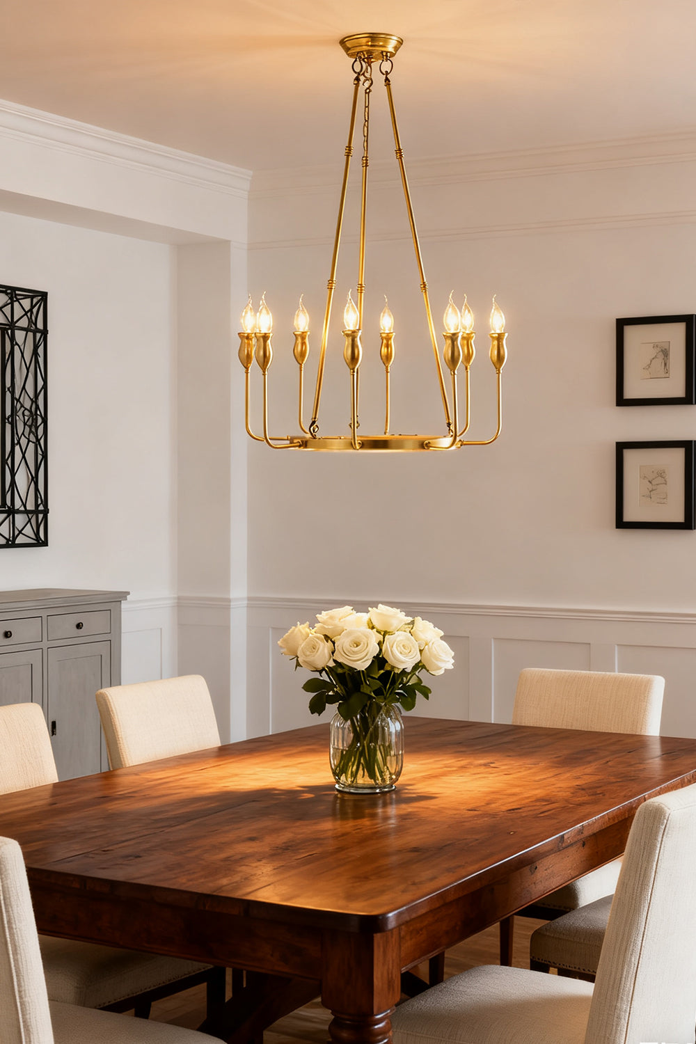 Golden Ring Candle-Arm Chandelier - view 2 | everlamps