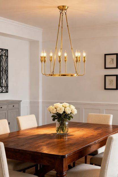 Golden Ring Candle-Arm Chandelier - view 2 | everlamps