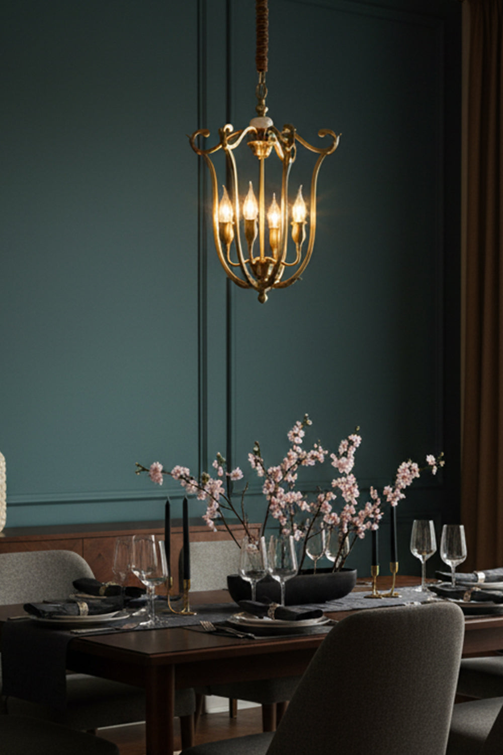 Golden Scroll-Lantern Chandelier - view 5 | everlamps