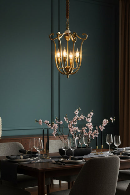 Golden Scroll-Lantern Chandelier - view 5 | everlamps