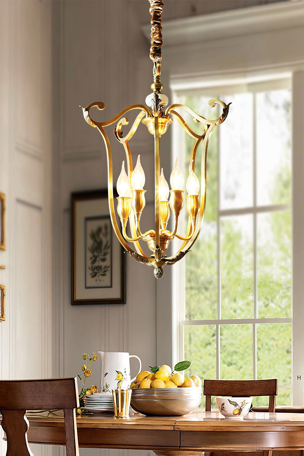 Golden Scroll-Lantern Chandelier - view 4 | everlamps