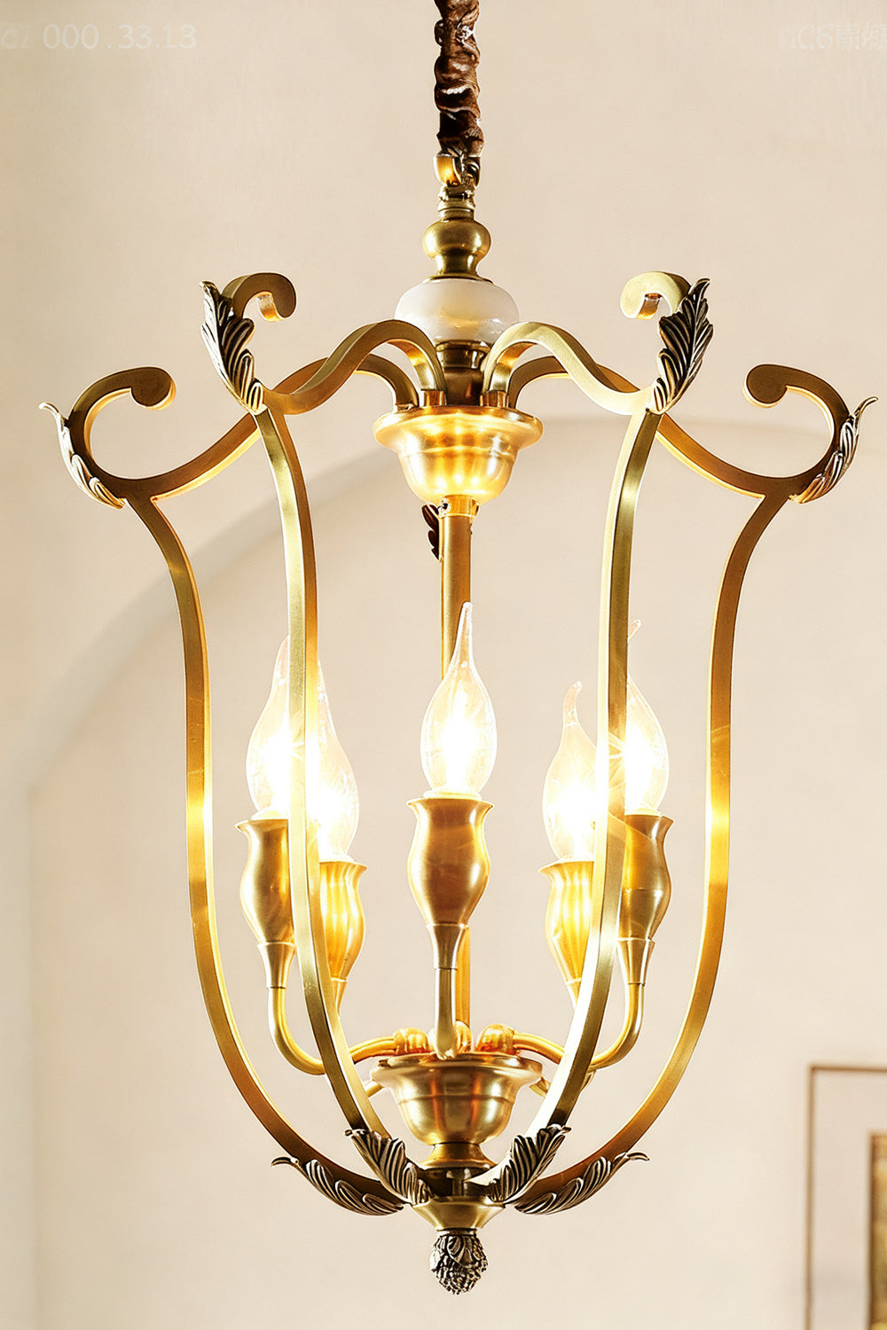 Golden Scroll-Lantern Chandelier - view 10 | everlamps