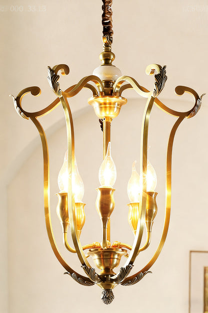 Golden Scroll-Lantern Chandelier - view 10 | everlamps