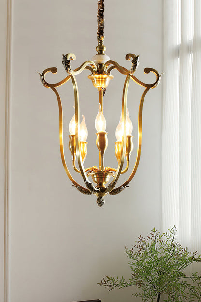 Golden Scroll-Lantern Chandelier - view 8 | everlamps