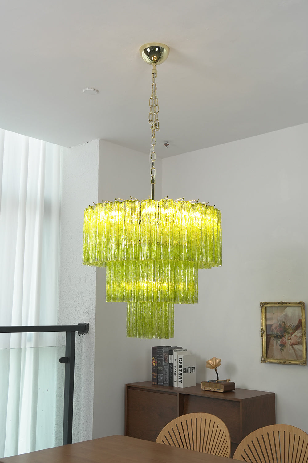 Green Glacier Tier Chandelier for Dining Room | vexa lamps