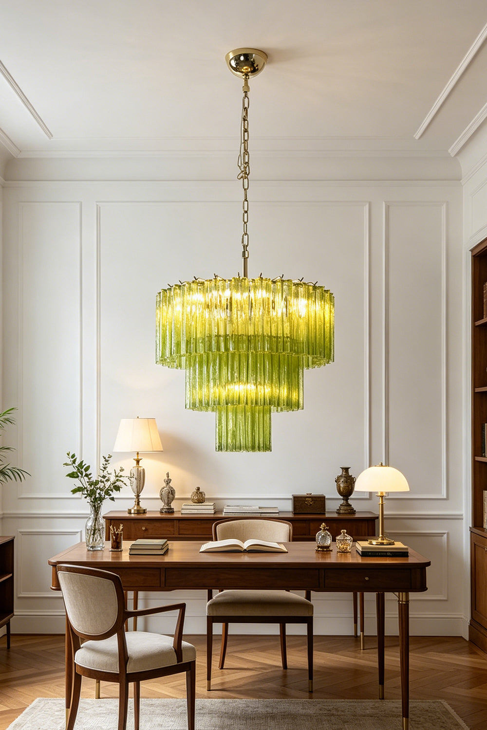 Green Glacier Tier Chandelier for Den/Study | vexa lamps