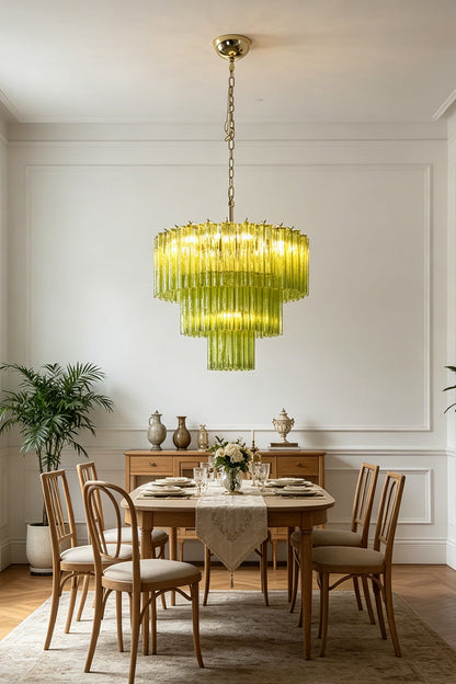Green Glacier Tier Chandelier for Dining Room | vexa lamps
