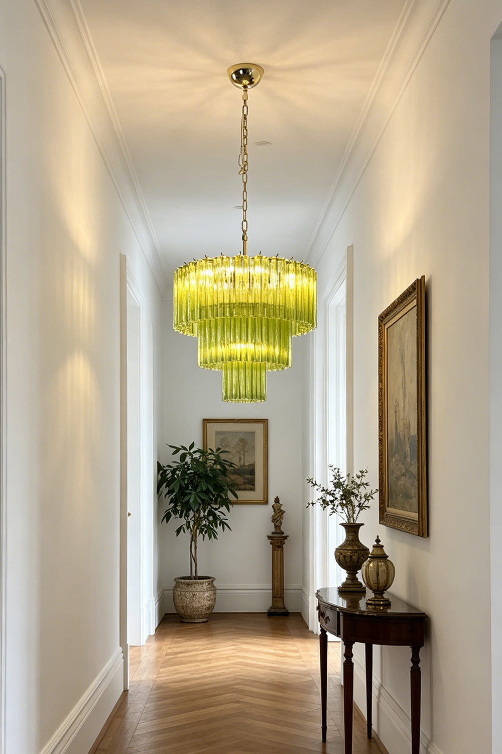 Green Glacier Tier Chandelier for Hallway | vexa lamps