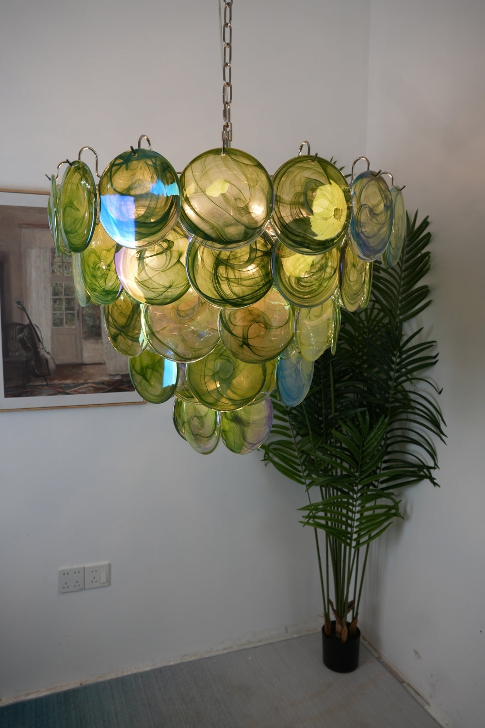 Green Glass High Quality Art Iridescent Chandelier - view 7 | everlamps