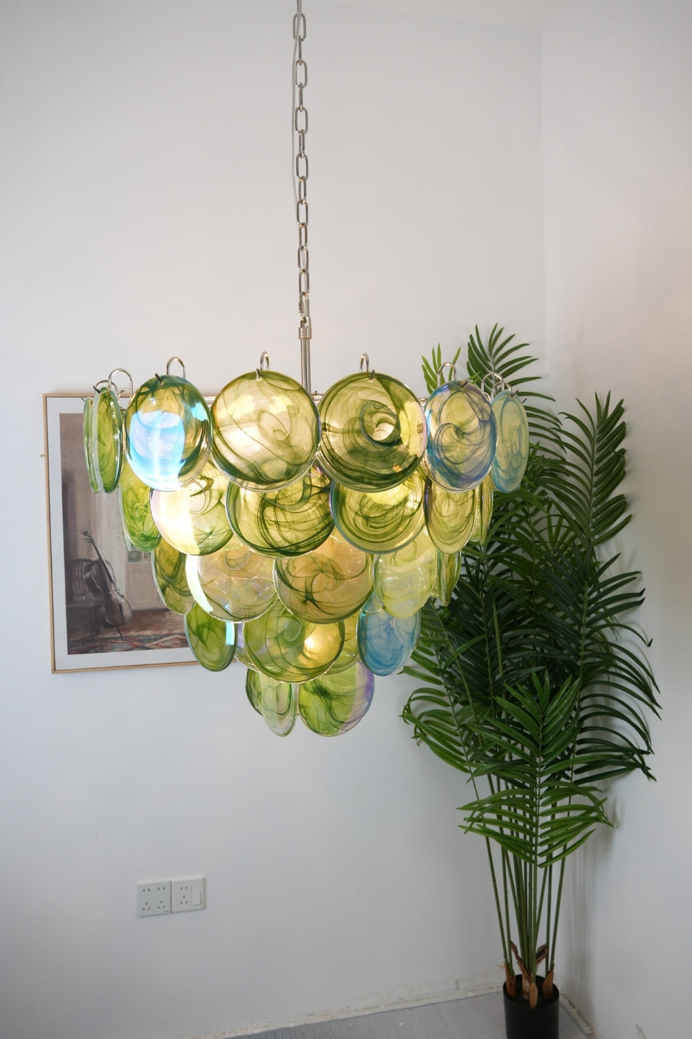 Green Glass High Quality Art Iridescent Chandelier - view 4 | everlamps