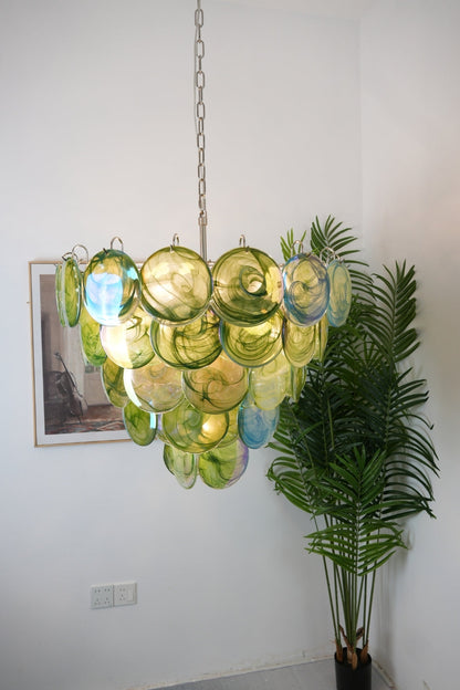 Green Glass High Quality Art Iridescent Chandelier - view 4 | everlamps