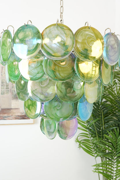 Green Glass High Quality Art Iridescent Chandelier - view 6 | everlamps