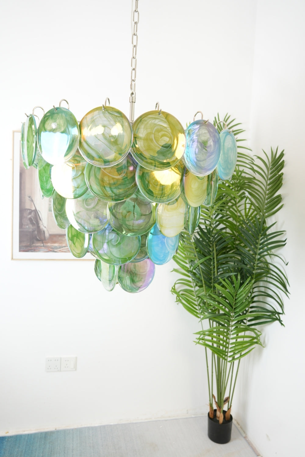 Green Glass High Quality Art Iridescent Chandelier - view 5 | everlamps