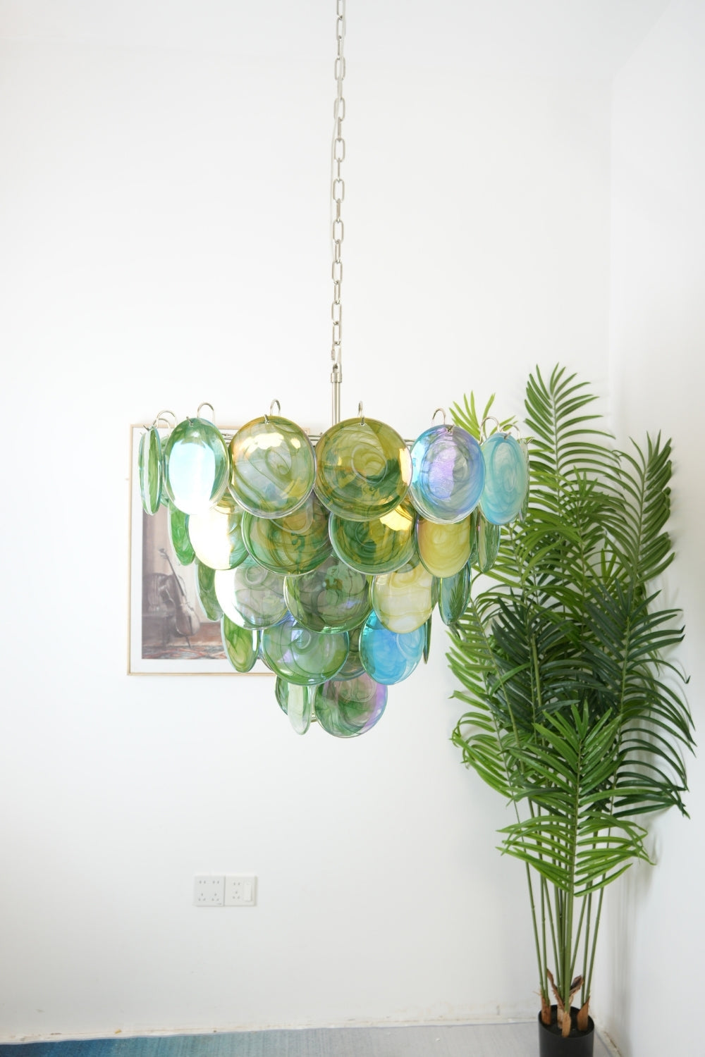 Green Glass High Quality Art Iridescent Chandelier - view 3 | everlamps