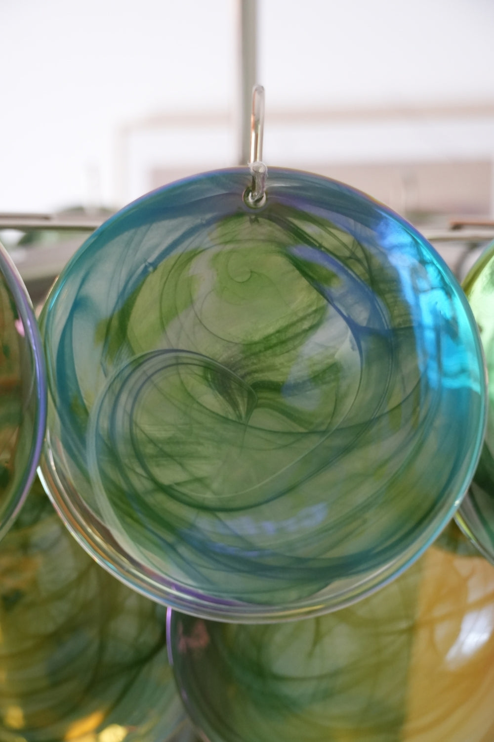 Green Glass High Quality Art Iridescent Chandelier - view 11 | everlamps