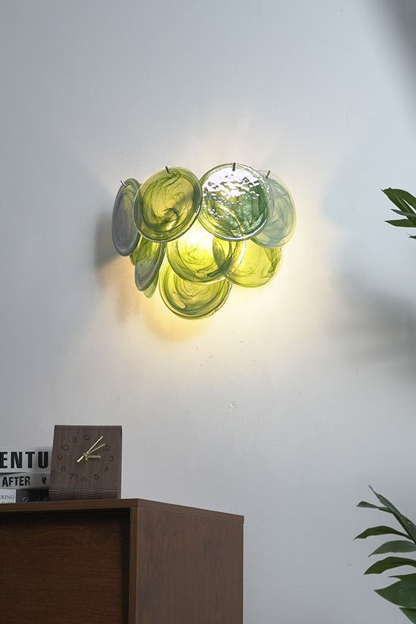 Green Art Glass Discs Wall Lamp - view 10 | everlamps
